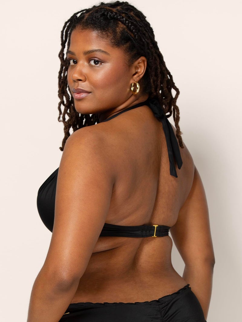 Smart & Sexy womens Swim Secret Mega Push-up Halter Bikini Top, Black Hue, 32B US - Image 2